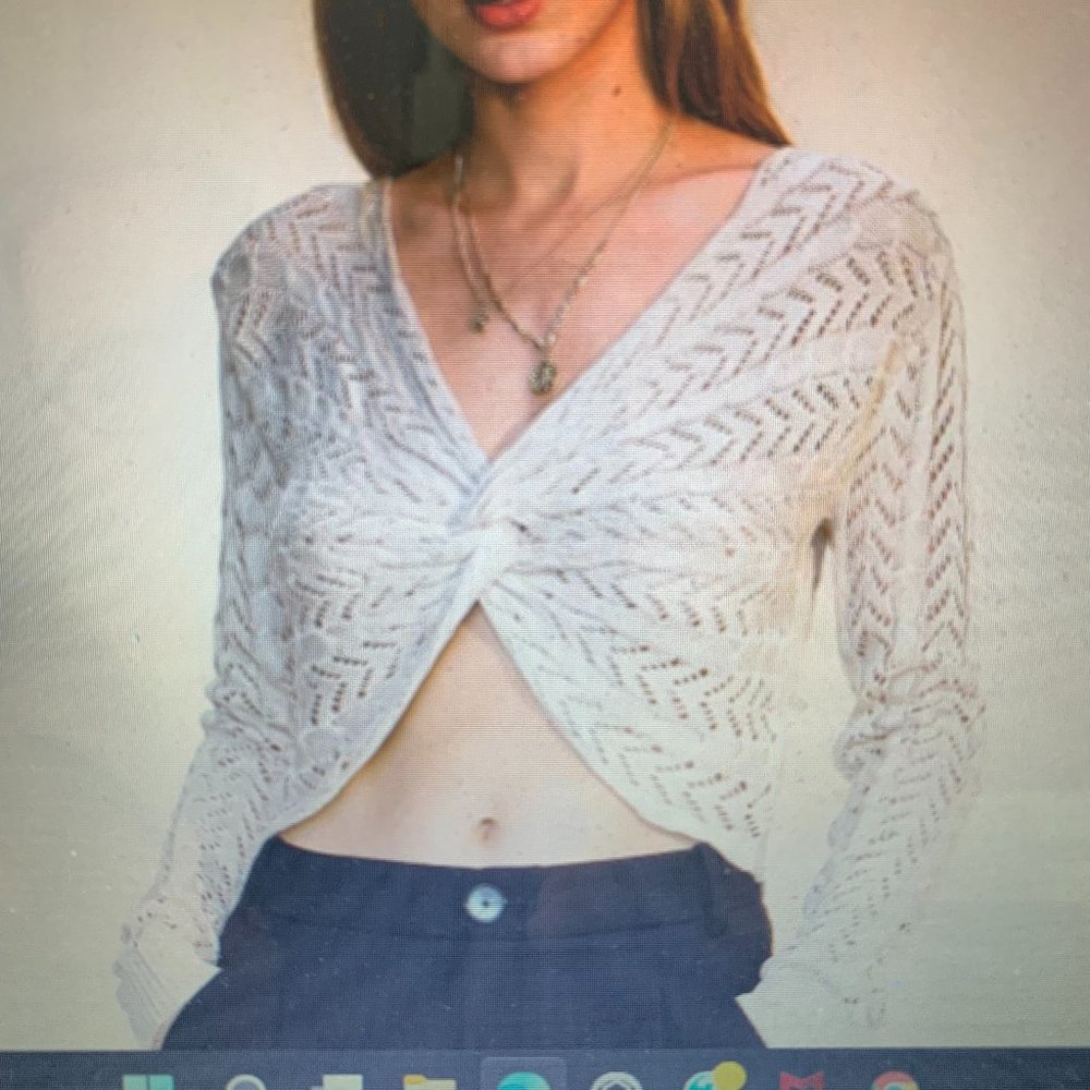 American Trends Cross Front Knit Sweater Open Weave New